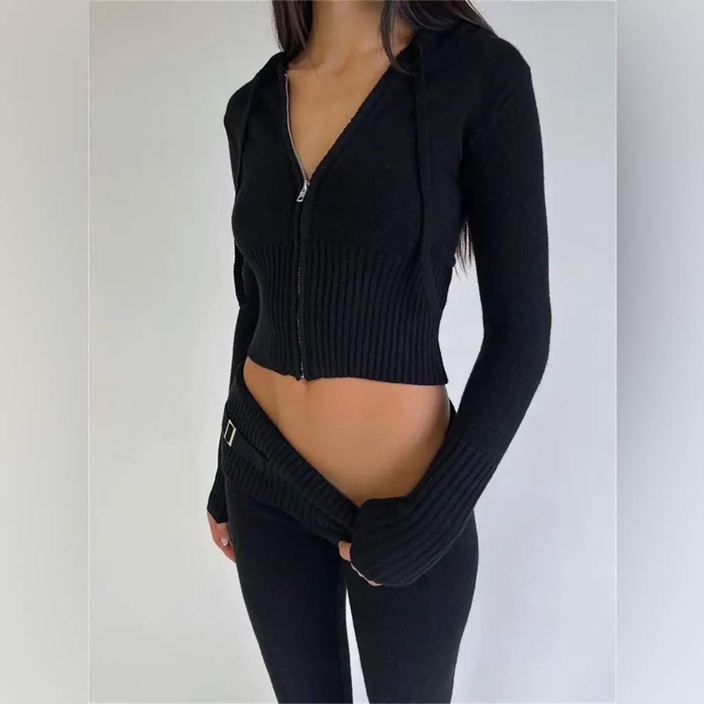 Black Knitted Hoodie Size Small